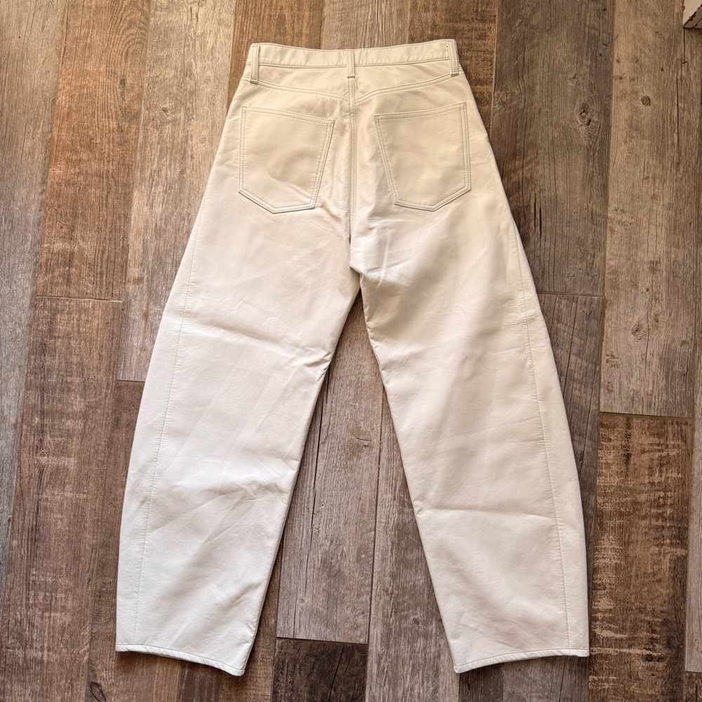 AGOLDE Luna Pieced High Waist Barrel Leg Leather Blend Pants Size 27 - Picture 8 of 9